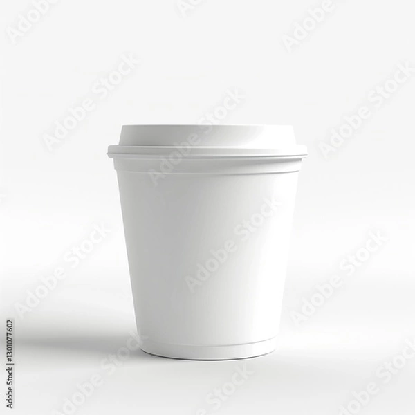 Fototapeta A minimalist view of a plain white coffee cup, perfect for branding or design mockups.