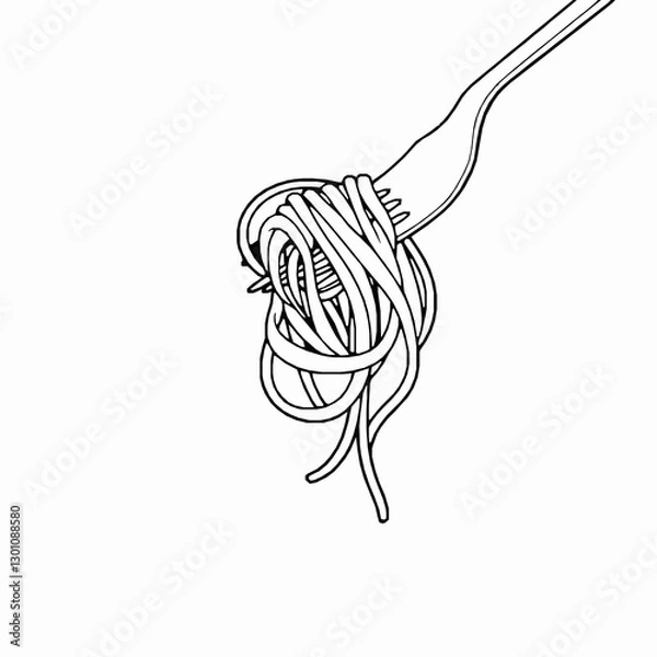 Fototapeta instructor outline black vector of spaghetti twirled on a fork isolated