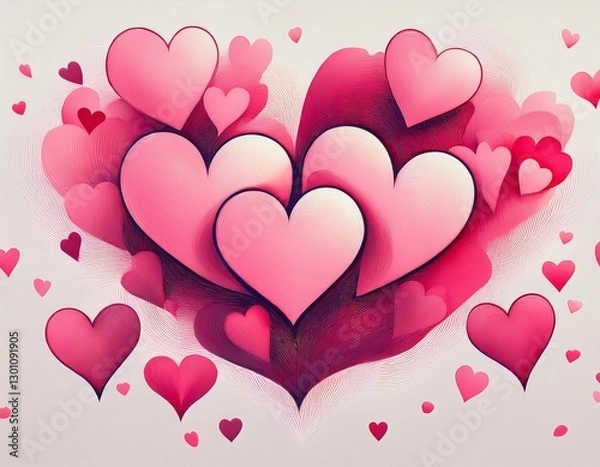 Obraz heartwarming pink hearts graphic design creative digital isolated on white background
