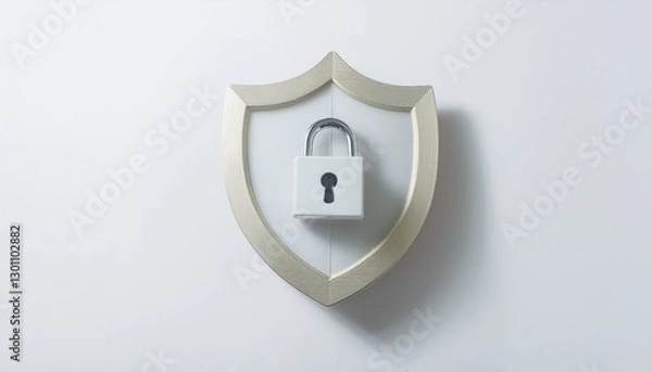 Fototapeta 강력한 보안 시스템을 상징하는 자물쇠와 방패 아이콘