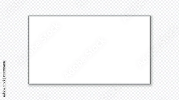Obraz Clean rectangular white frame with subtle shadow effect on transparent backdrop for versatile graphic applications, presentations, and digital content creation.
