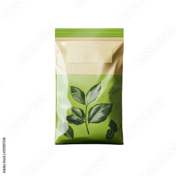 Obraz Garden fertilizer bag with green label, transparent background