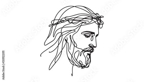 Fototapeta Continuous one single minimal line drawing jeus 