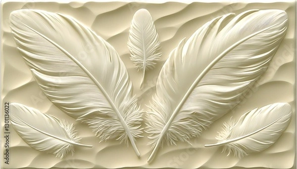 Obraz Feathers in Beige Abstract Relief