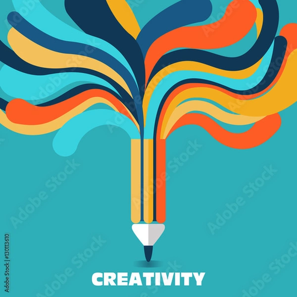 Fototapeta Creative Concept - A pencil with colorful lines