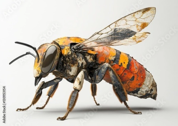 Fototapeta An Impressive Macro View of a Realistic Bee with Detailed Textures and Vibrant Colors Highlighting Nature's Intricacies and Beauty