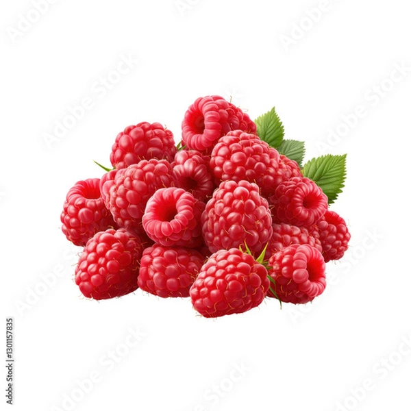 Obraz Lush, red raspberries sit closely grouped, displaying their fresh appearance and glistening surface under bright light