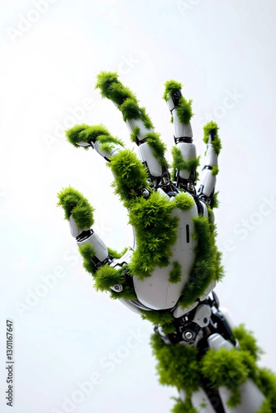 Fototapeta Green Robotic Hand – Nature and Technology Fusion Concept