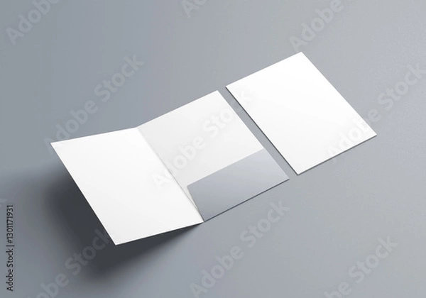 Obraz Blank Folded Card Mockup on Gray Background