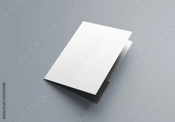 Fototapeta Blank Folded Card Mockup on Gray Background