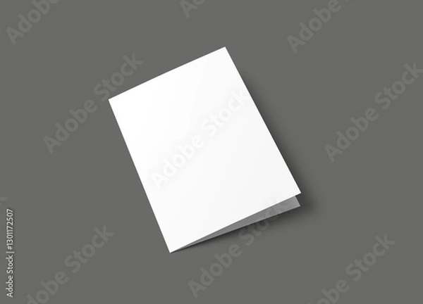 Fototapeta Blank Folded Card Mockup on Gray Background