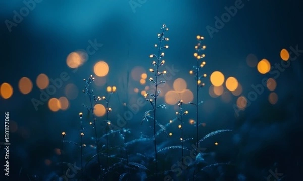 Fototapeta twilight scenery with bokeh lights, creating a dreamy atmosphere.