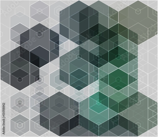 Fototapeta Modern abstract gray background with blue and green hexagons