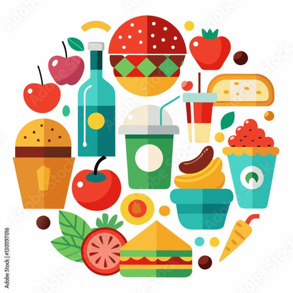 Obraz fast food icons