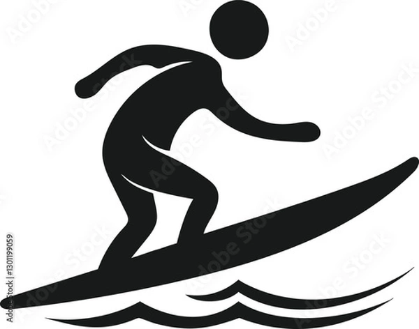 Fototapeta Surfer riding a wave, simple icon design.