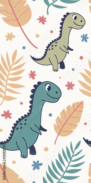 Obraz Seamless texture, cute dinosaur seamless pattern