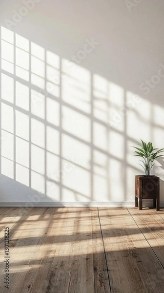 Fototapeta Sunlight streaming through window in minimalist room