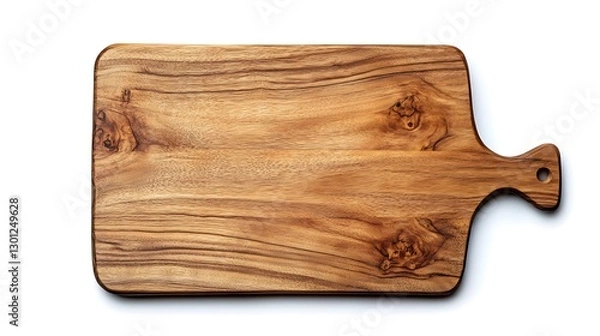 Fototapeta Wooden cutting board asset in-house furniture item on white background minimalistic style clean viewpoint