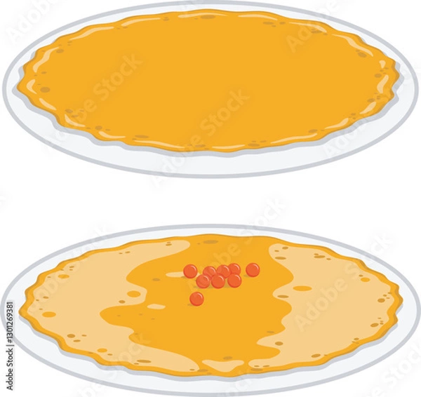 Fototapeta Set of pancakes on a plate. Vector element in flat style on transparent background.