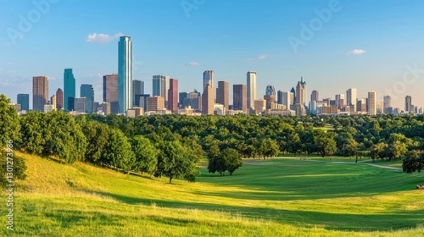 Obraz Dallas Skyline: A Panoramic View of Urban Landscape and Lush Green Park