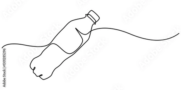 Fototapeta Continuous Line Drawing of Water Bottle Icon. Hand Drawn Symbol Vector Illustration, Continuous one line drawing of water drink bottle. Sports water bottle single line vector illustration, Plastic.