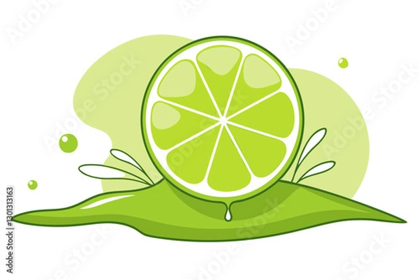 Fototapeta Elegant Lime and Lime Slice Line Drawing Vector Artwork