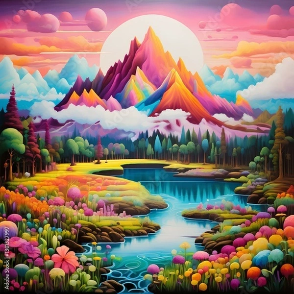 Fototapeta sunset over the river