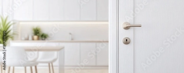 Fototapeta White door handle close-up