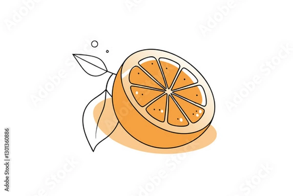 Fototapeta Clementine Vector Art. Minimalist Line Drawing with Slice