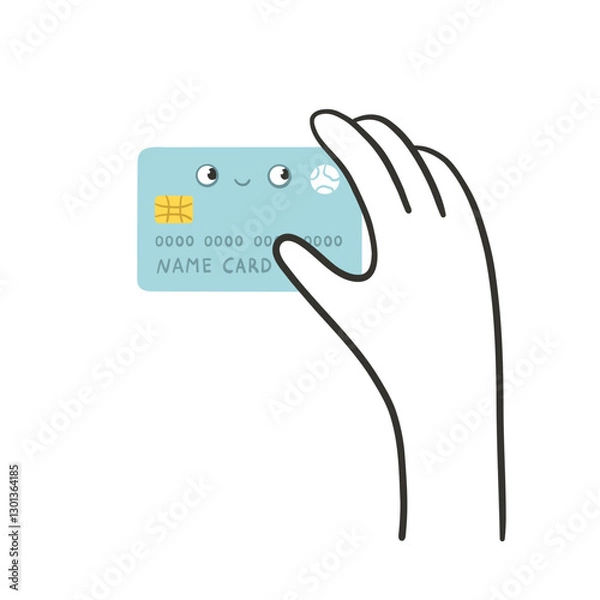 Fototapeta Kawaii payment card in hand