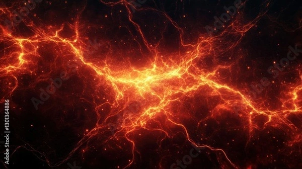 Fototapeta A Bright Fiery Plasma Bursting Across The Darkened Background