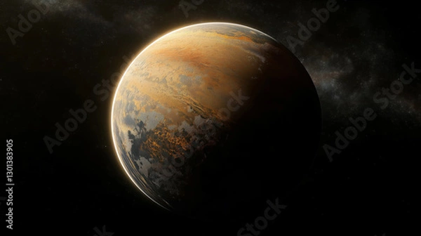 Fototapeta Exoplanet in an empty dark universe