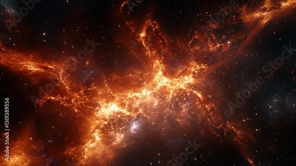 Fototapeta A luminous nebula spreads throughout the deep dark expanse of space