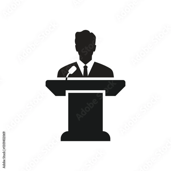 Fototapeta Podium icon. speaker black icon. operator speaking from tribune vector illustration