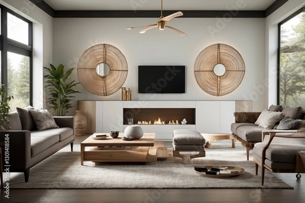 Fototapeta Modern living room with elegant design elements