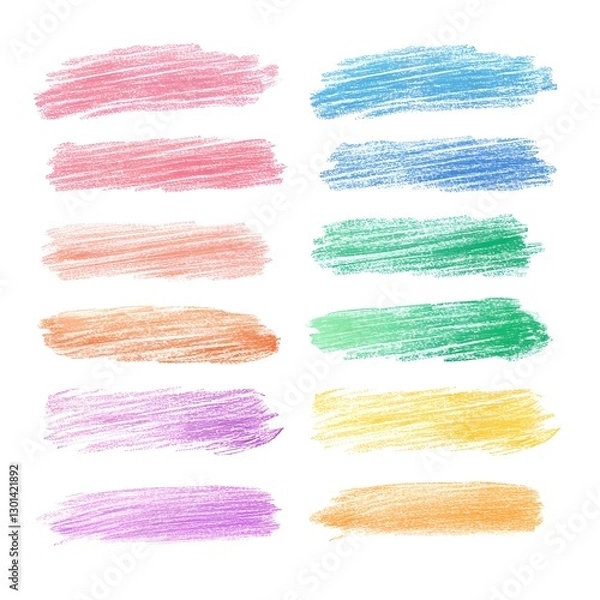 Fototapeta Vibrant Hand-Drawn Chalk Hatching Strokes in Colorful Palette