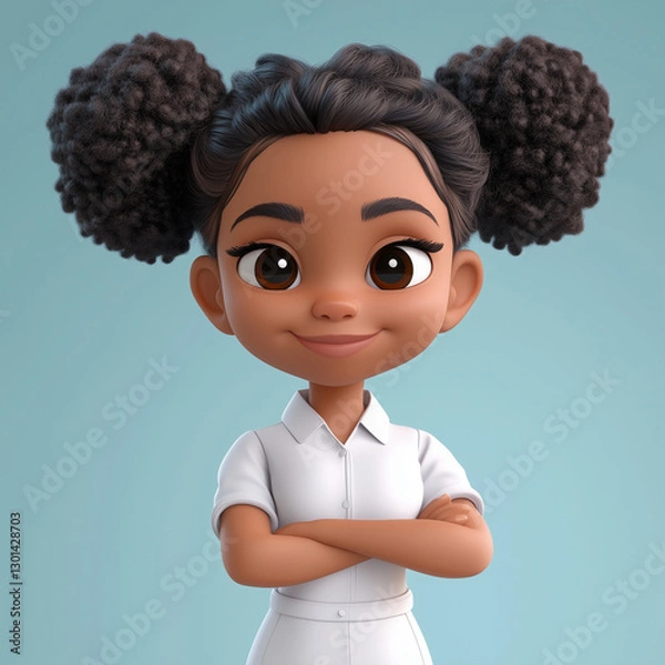 Fototapeta cute afro baby boss girl in gull body shoot smiling wearing Generative ai