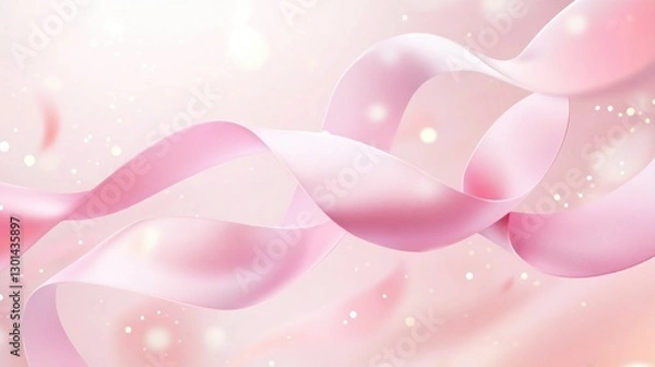 Fototapeta A beautiful pink ribbon swirling gracefully in a dreamy background