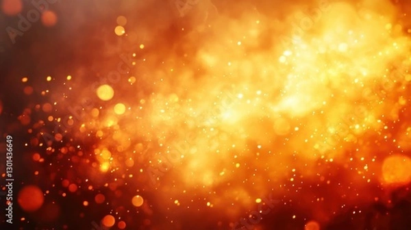 Fototapeta Glowing embers and sparkling lights form an abstract illustration