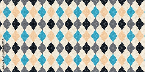 Obraz Argyle Pattern Yellow and Blue Alternate