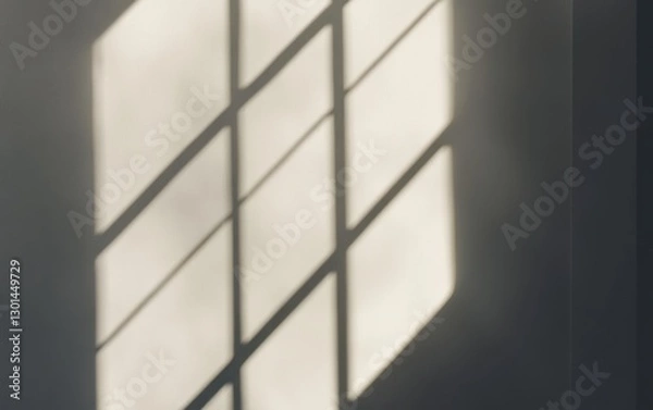 Fototapeta Abstract Shadow Play: Window Light Patterns on Interior Wall Surface