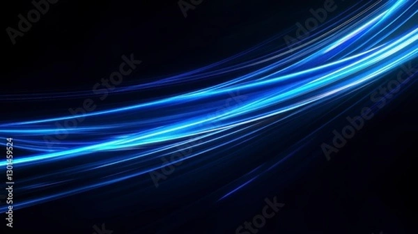 Fototapeta Abstract blue light streaks on dark background. Possible use Design element