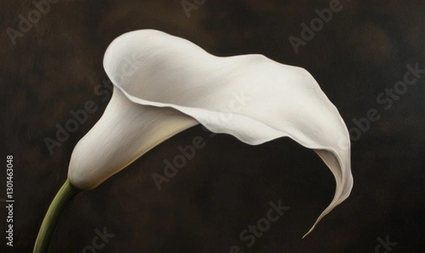 Fototapeta A white flower with a long stem is the main focus of the image