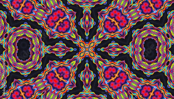 Fototapeta Bright multicolor kaleidoscopic background with abstract pattern