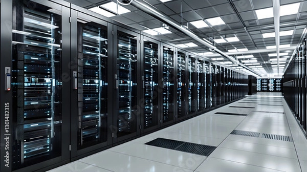 Obraz Modern Data Center Server Room with Advanced Technological Infrastructure and High Security