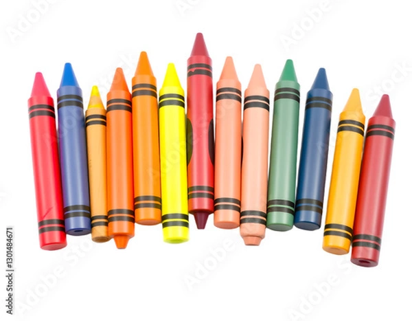 Fototapeta Colorful crayons isolated on transparent background