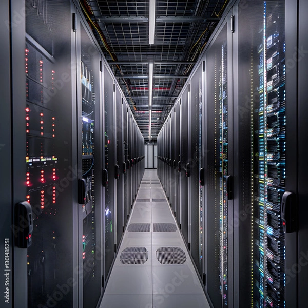 Obraz Modern Data Center Server Room with Advanced Technological Infrastructure and High Security