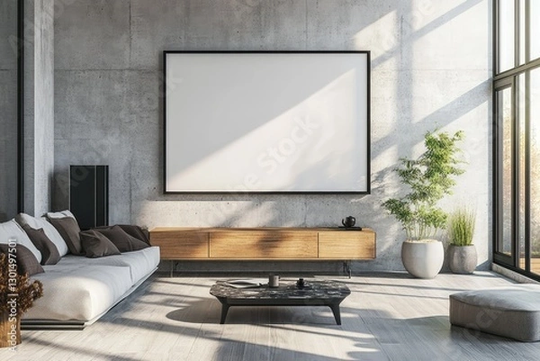 Fototapeta Modern interior with a stylish frame and minimalist design. AI generated illustration.