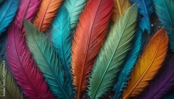 Fototapeta Vibrant feather display nature colorful art close-up creative inspiration