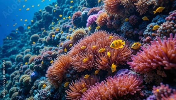 Fototapeta Exploring vibrant coral reefs underwater paradise nature photography marine ecosystem close-up view biodiversity